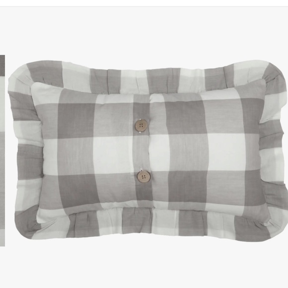 Cotton Farmhouse Check Grey White Accent Pillow Covers - Set of 2 - Picture 3 of 4